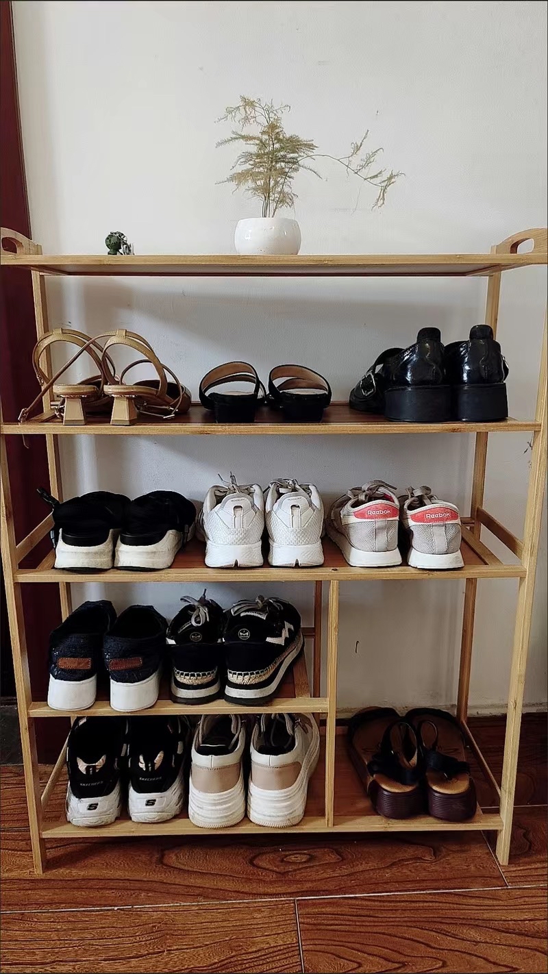 Hot selling】Multi-layer Bamboo Shoe Rack Organizer Holds 30 Pair Of Shoes  Portable 4/5/6Layers 60/80/100CM