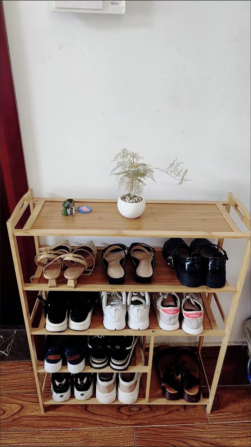 Hot selling】Multi-layer Bamboo Shoe Rack Organizer Holds 30 Pair Of Shoes  Portable 4/5/6Layers 60/80/100CM