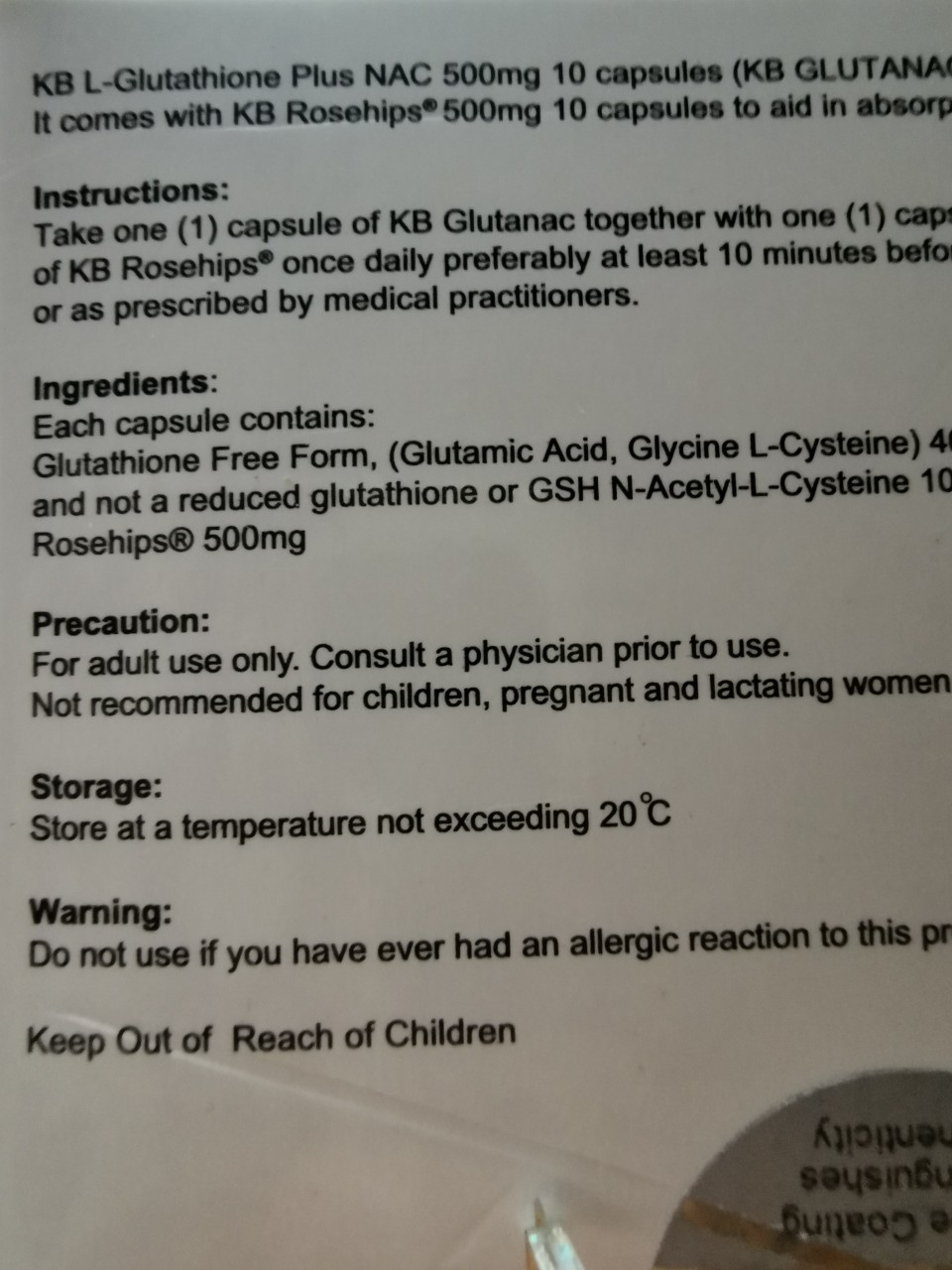 kb glutathione for pregnant L-Glutathione Plus NAC 10 Capsules + KB Rosehips 10 Capsules | Food Supplement GK HAIR Global Keratin skin whitening pads Size:1 month supply