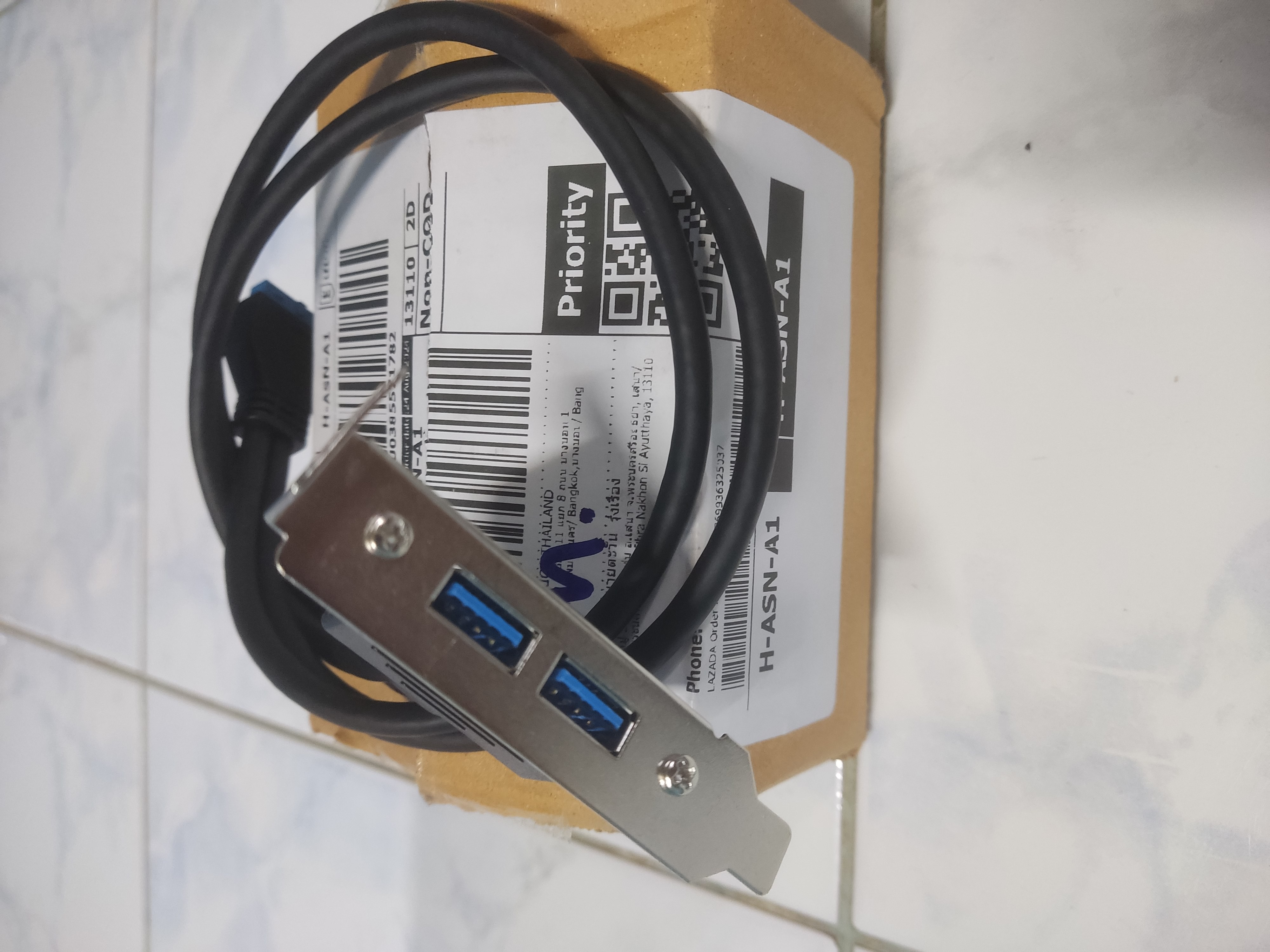 USB 3.0 Buchse Rückwand – 80 Mm Flach, Mit 20-Pin-Kabel Für Motherboard-Anschluss