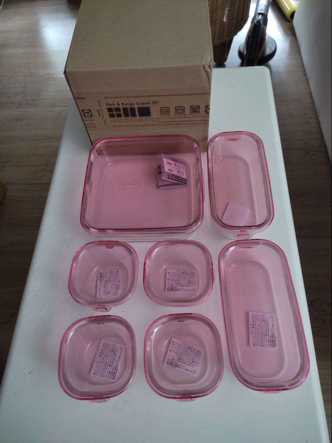 iwaki PS-PRN-P7 Heat Resistant Glass Storage Containers, Pink, Set of 7,  Pack & Range