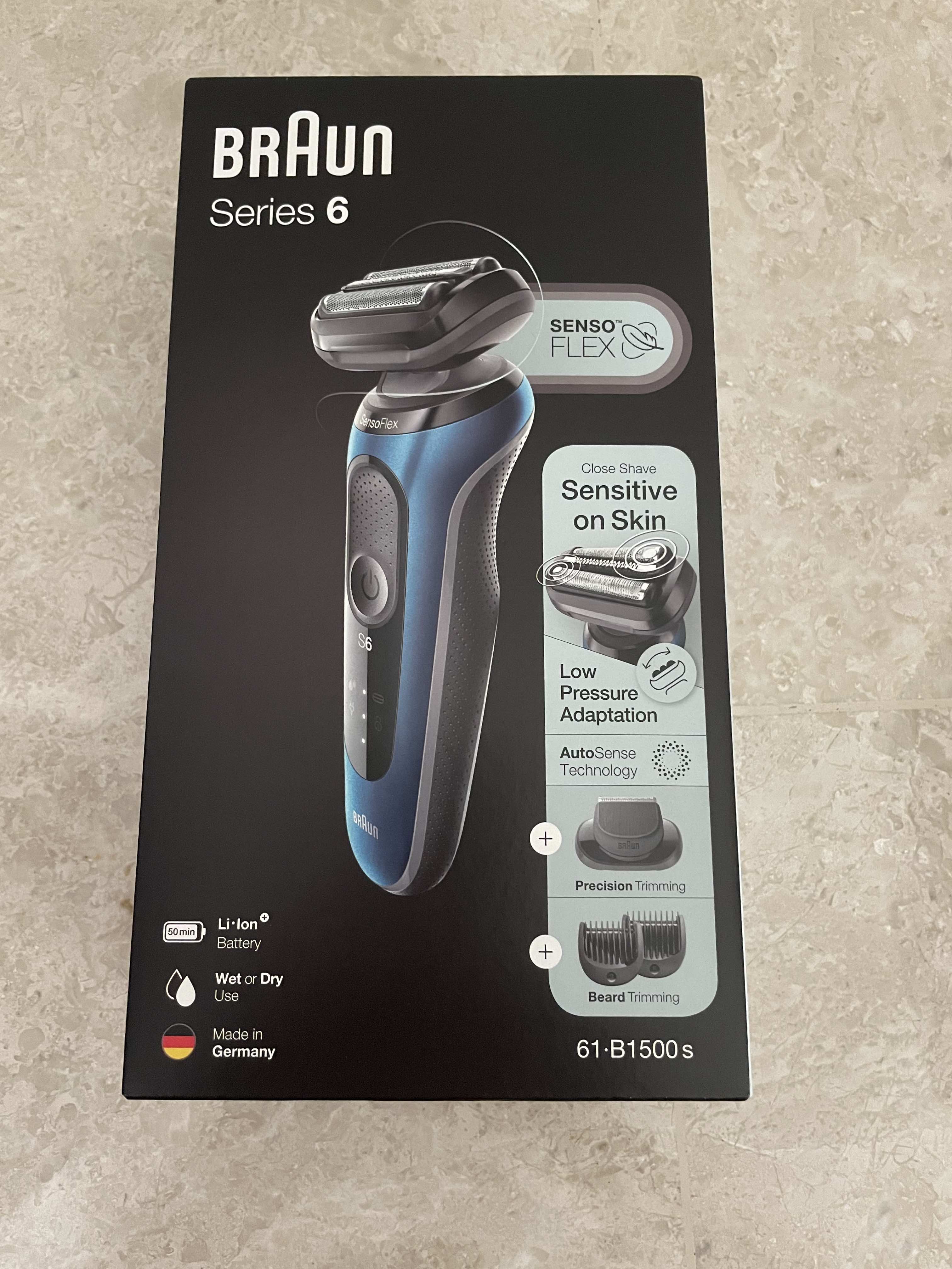 Series 6 61-B1500s Wet & Dry shaver with travel case and 1 attachment,  blue.