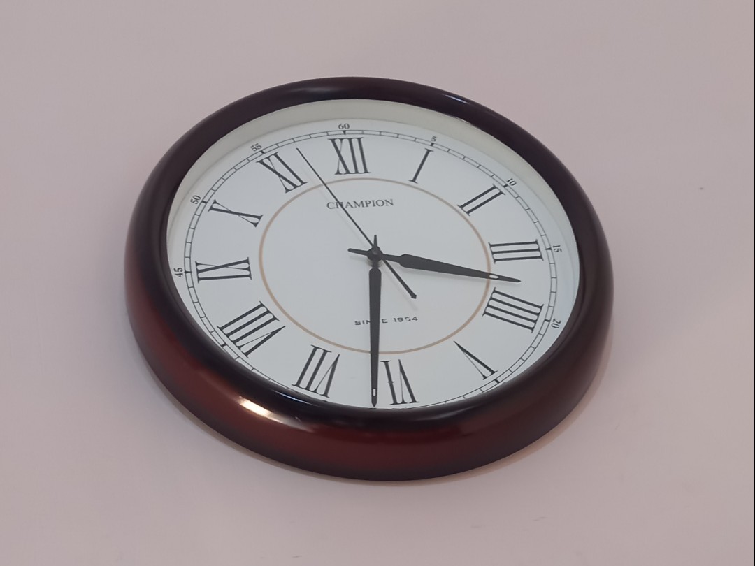 Champion 14 Inch Brown Wall Clock – Easy to Read, Silent, Non