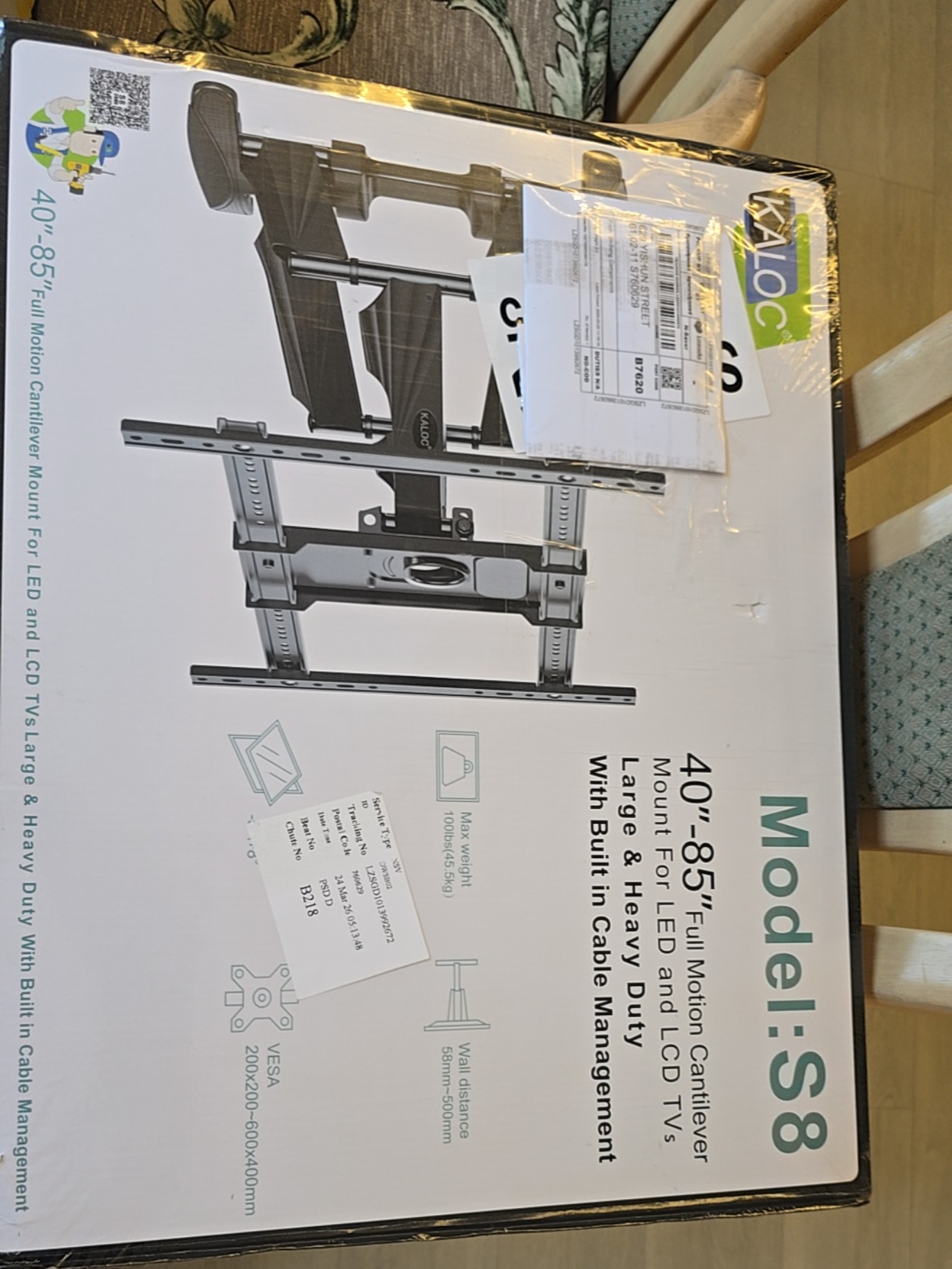 Kaloc S8 Double Arm full motion Wall Mount TV Brackets Swivel for