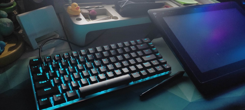 Ajazz AK33 82 Keys USB Wired Mechanical Keyboard Monochromatic Backlight  Gaming Keyboard Black with Blue Switches - Black Wholesale