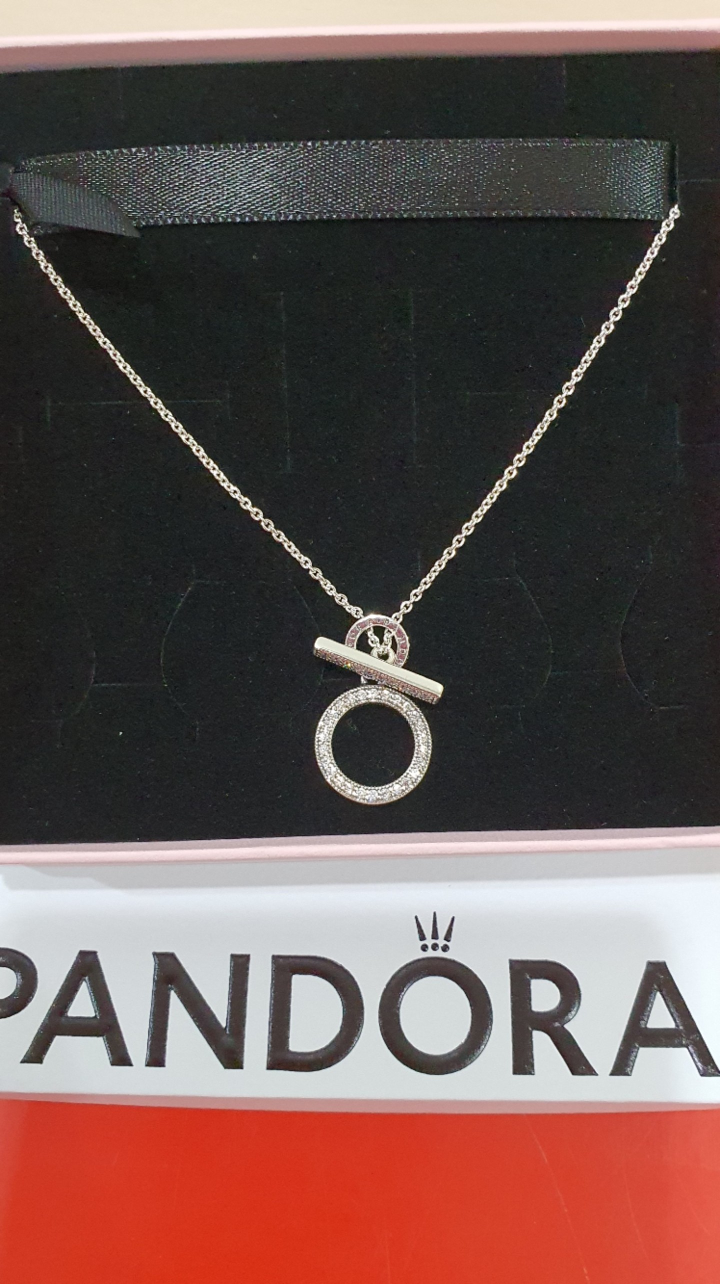 Double hoop t online bar necklace pandora