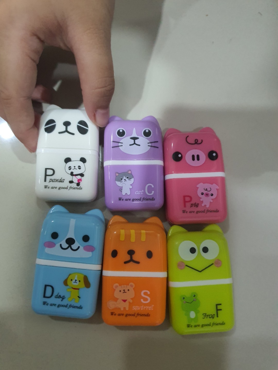 6pcs Cute Animal Pencil Eraser Cartoon Small Roller Erasers Rubber  Stationery Supplies for Office School Children Students