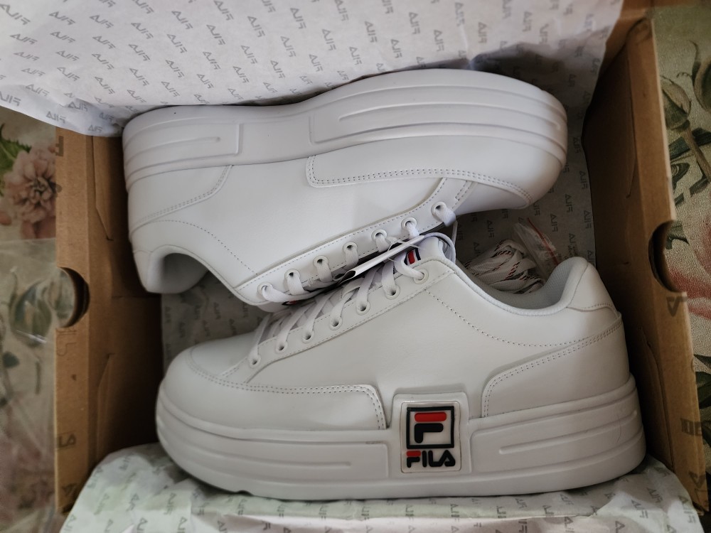 fila korea funky tennis platform trainers in white