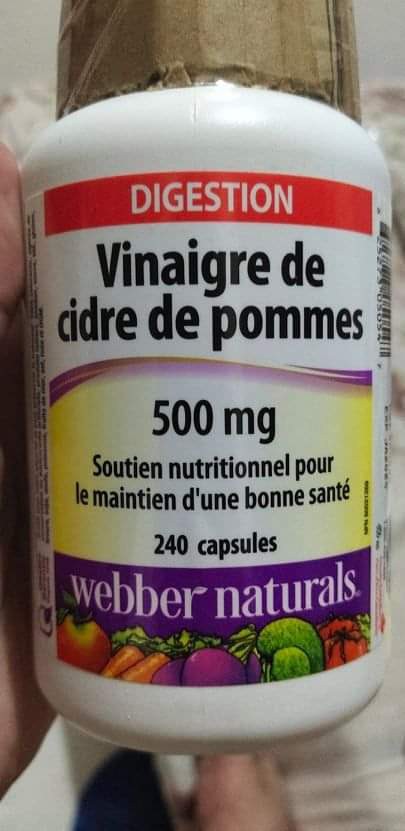 Webber Naturals vinaigre de cidre de pommes 500 mg 240 capsules 