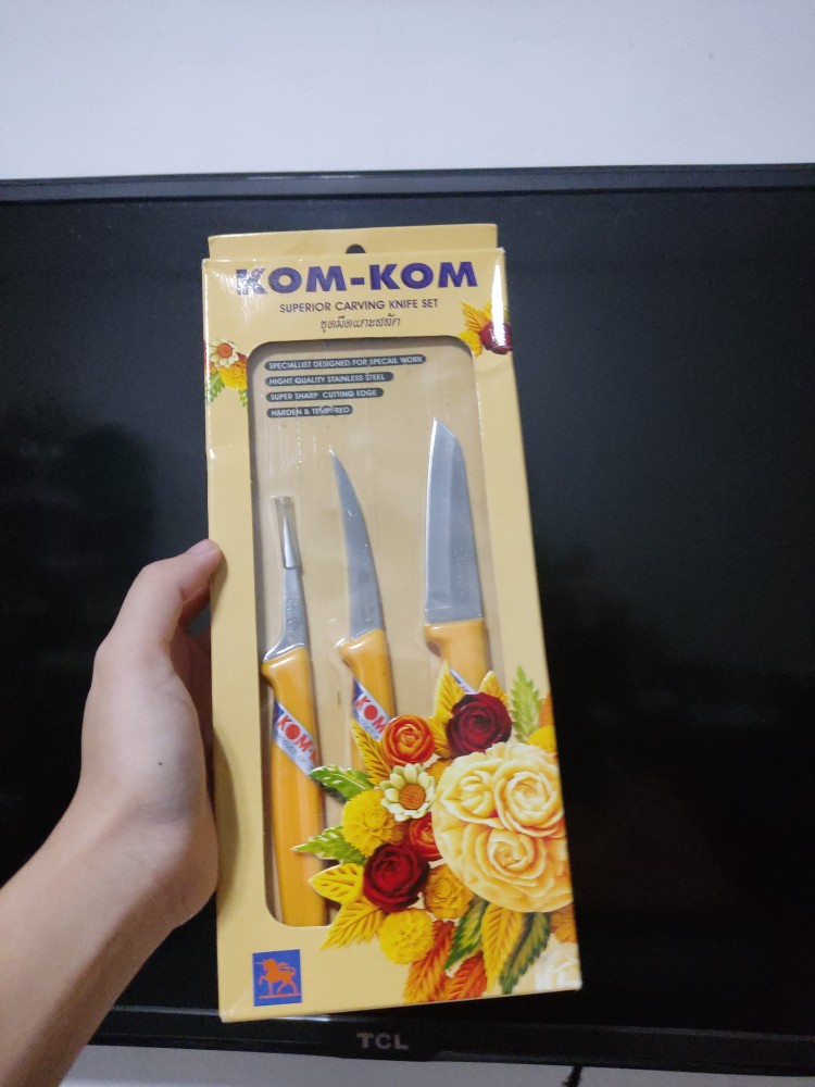 Kom-Kom Fruit & vegetable carving knife set, 3 piece - ImportFood