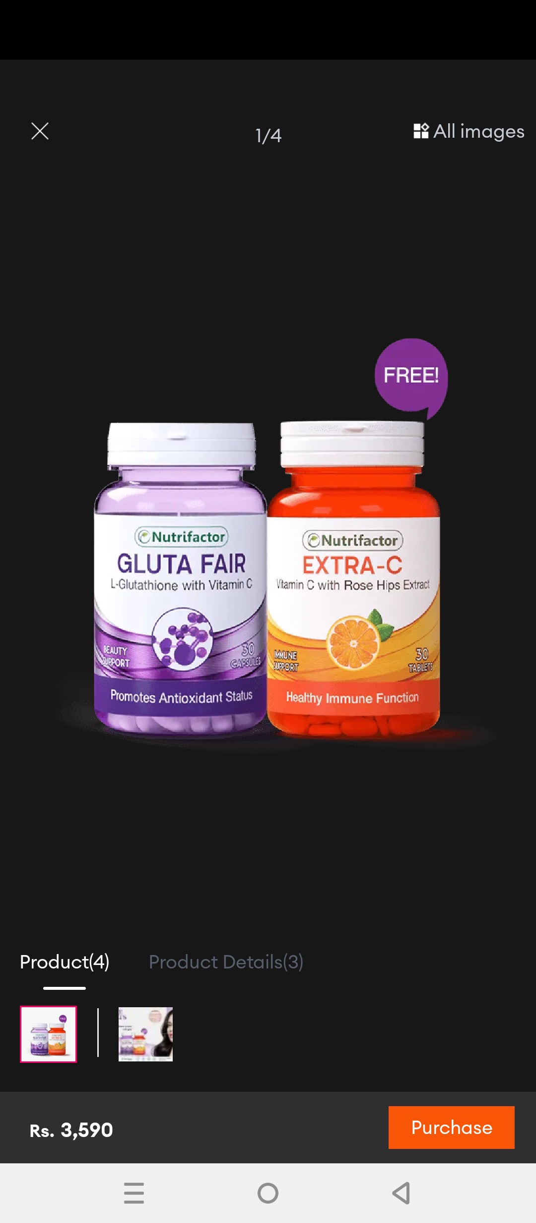 gluta fair l glutathione with vitamin c Nutrifactor + Extra-C Offer واقي شمس SPF 50
