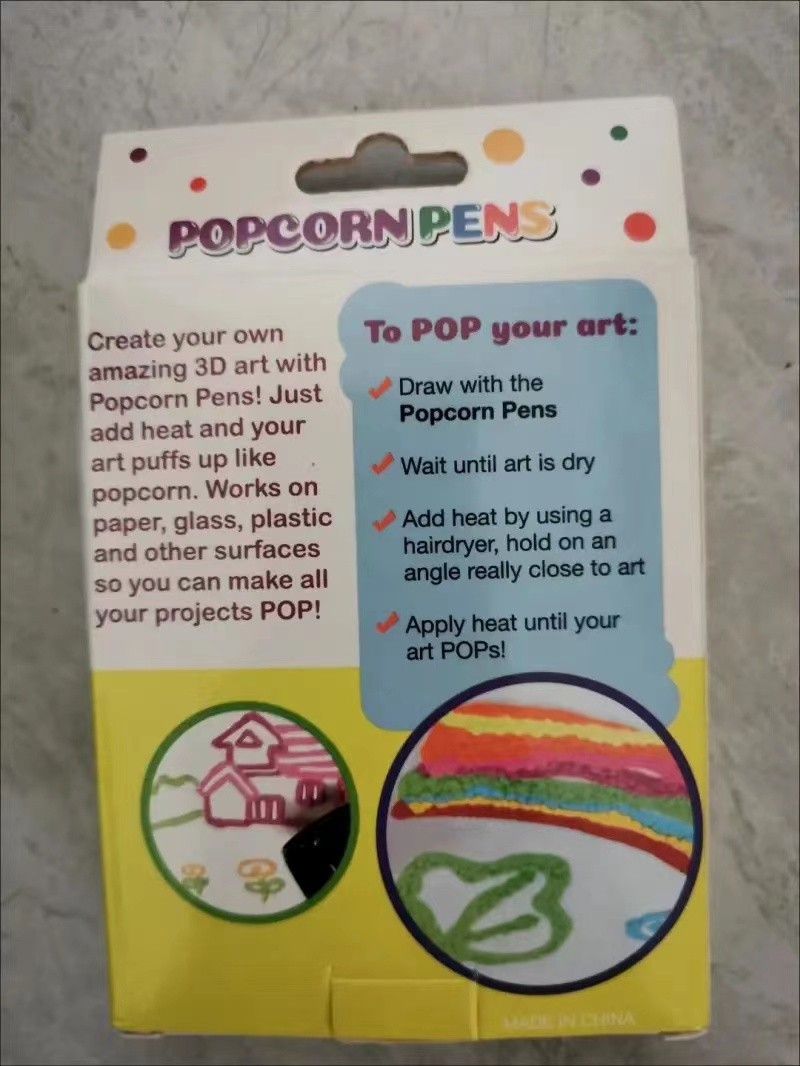 3D Magic Puffy Art Pens -Ink Puffs Up Like Popcorn - Just Use